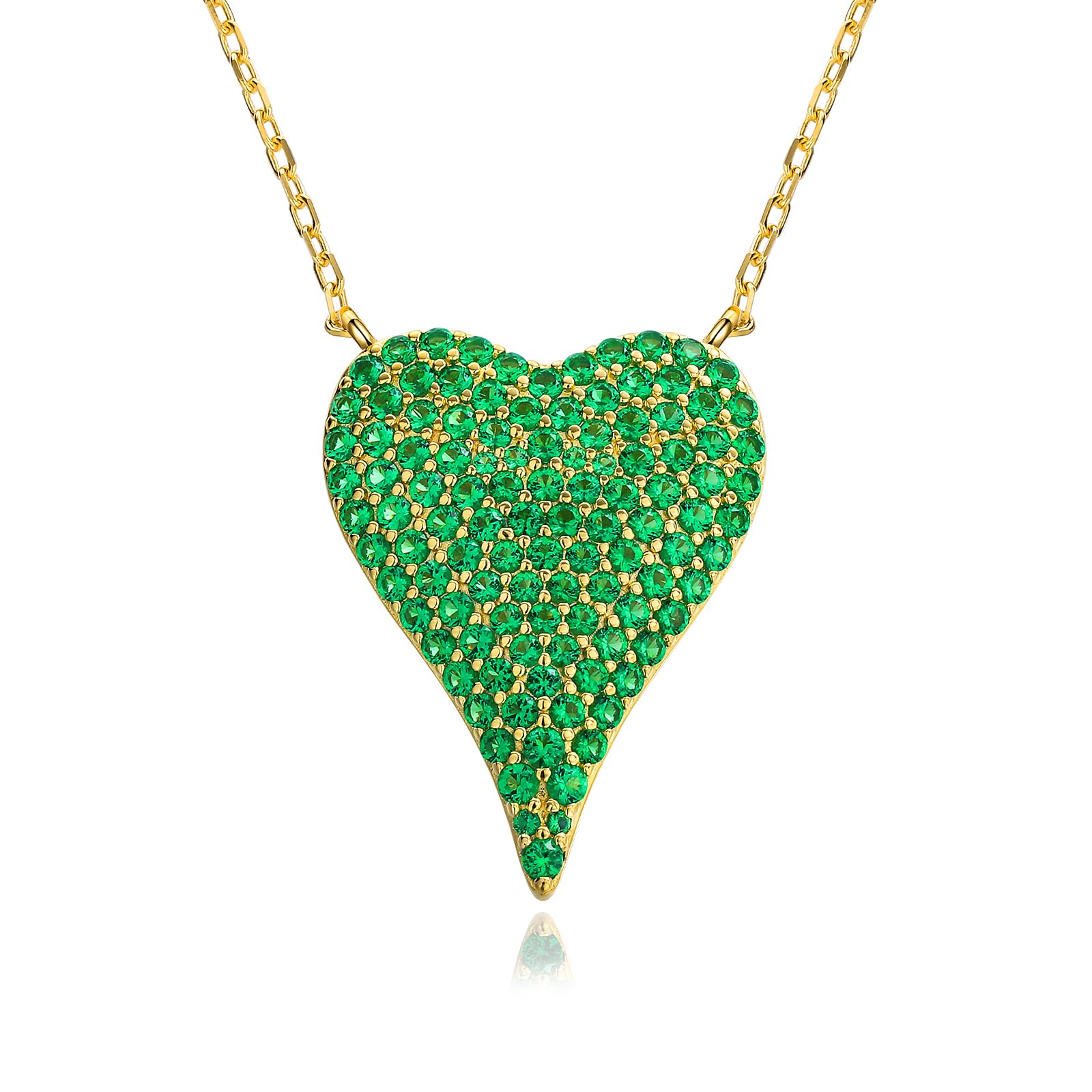 14K Gold Plated Silver Pave Birthstone Pendant Necklace for Women