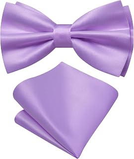 Mens Classic Bow Tie Bow Tie Cuff Handkerchief Set for Wedding Party