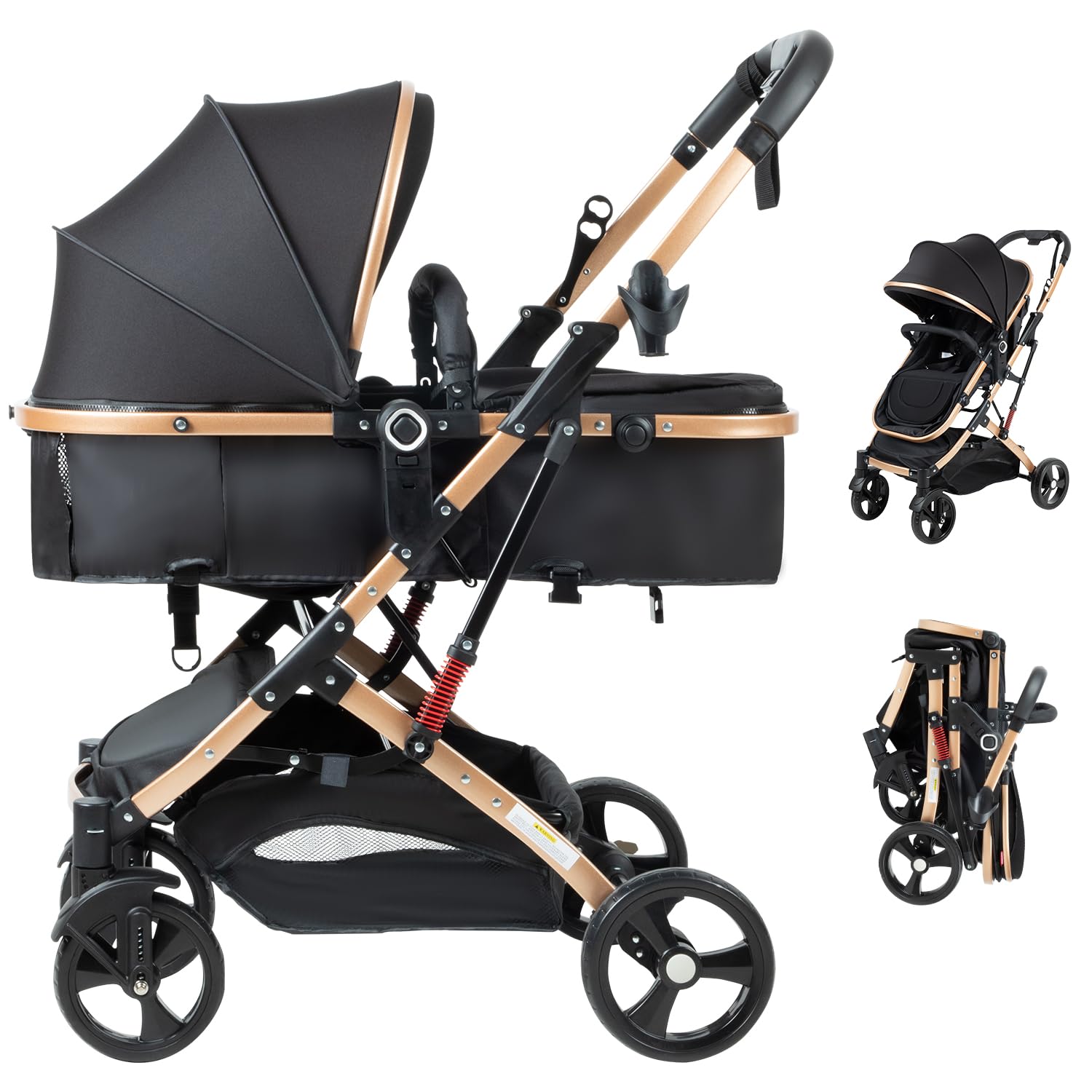 PEARLOVE 2 in 1 Baby Stroller Newborn Foldable Pushchair Folding High Landscape 