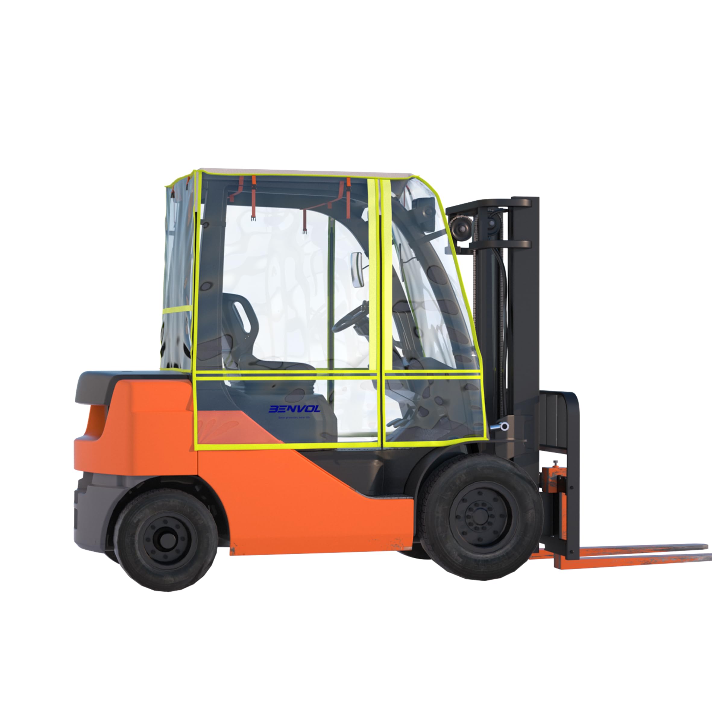 BENVOL Forklift Cover, All-Weather All-Season Use,PVC Transparent Material,600D 