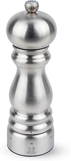 Peugeot Paris Chef Salt Mill, u'Select, 7 in, Stainless Steel | Refillable salt grinder for coarse dry crystals, 6 preset grind settings, lifetime mechanism guarantee, Made in France, 18 cm