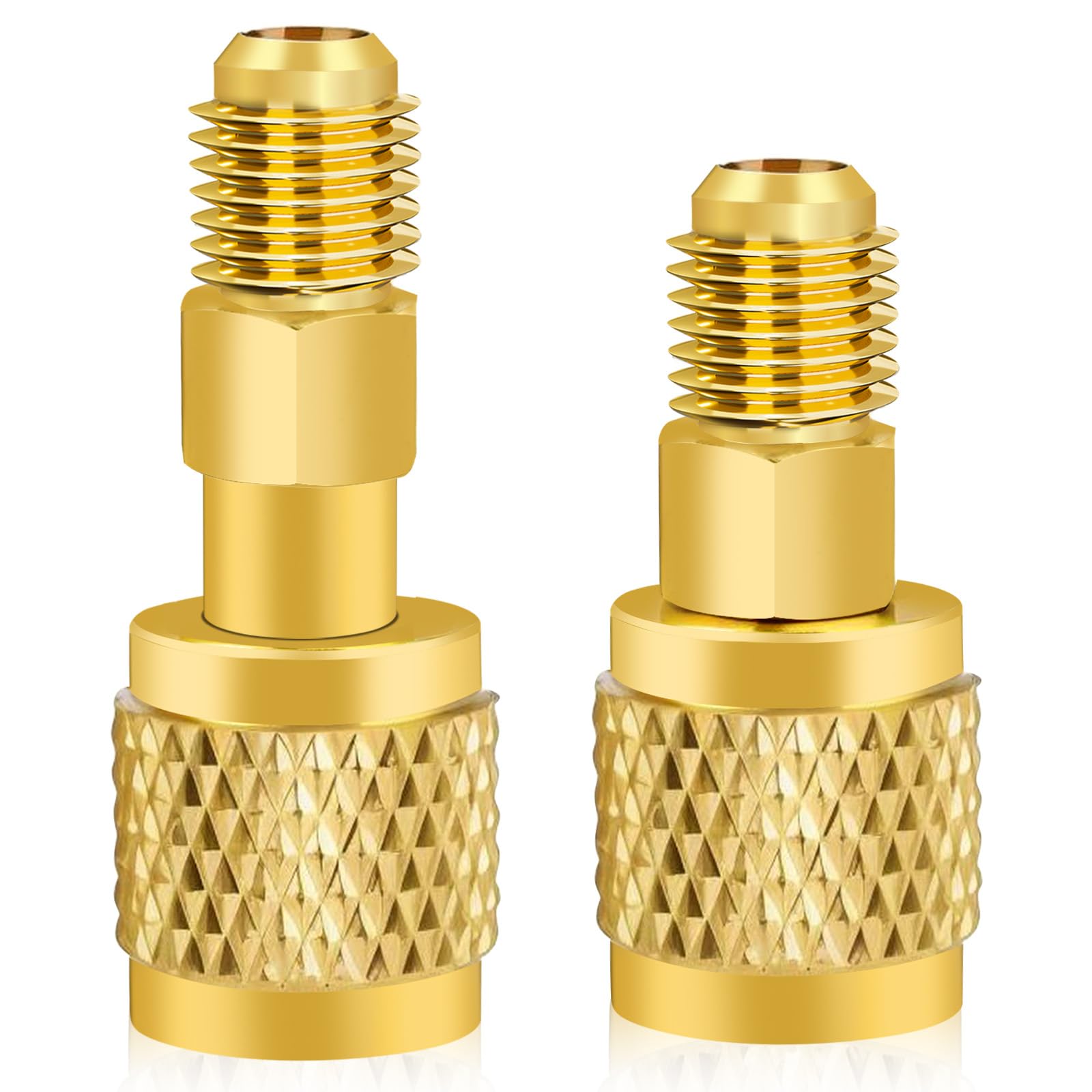 2Pcs R32 R454B Refrigerant Brass Adapter, 1/4 Inch Female to 1/4 Inch Male Rever