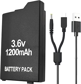 ROYEUEU Battery Replacement for Sony PSP 3001 2001 2000 S110 3.6V 1200mAh | Model PSP-S110 Batteries for Playstation Portable PSP-3001 PSP 3000 PSP3001 PSP2000 slim PSP-2001 PSP3000 with Charger Cable