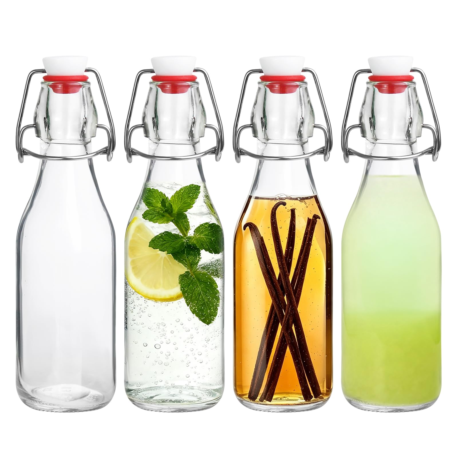 Swing Top Bottles,8.5oz 4 Pack Flip Top Glass Bottle with Airtight Closures | Re