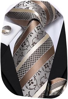[Hi Tie] New Classic Plaid Solid Paisley Woven Silk Tie Handkerchief Cufflinks Set