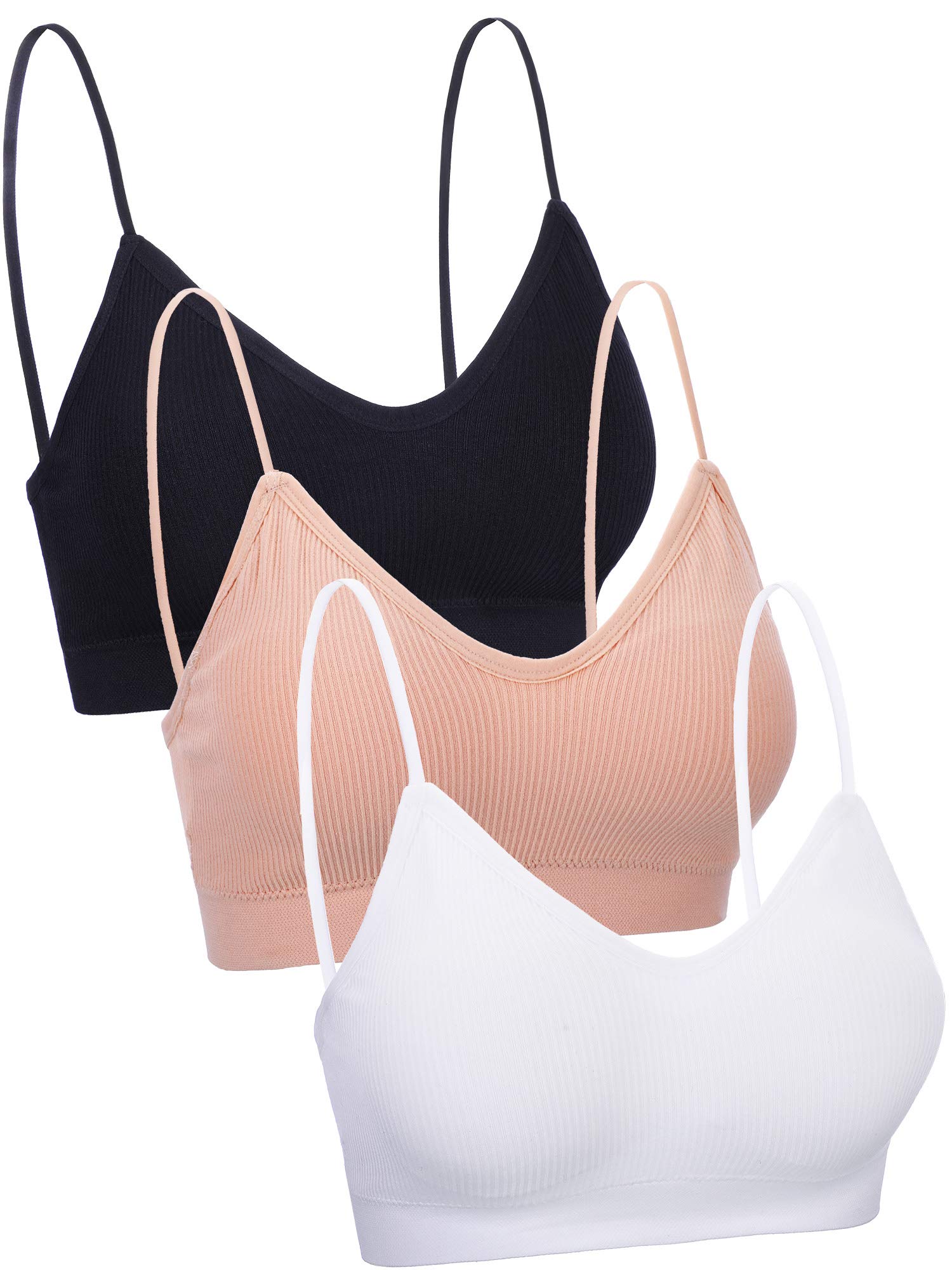 3 Pieces Neck Women Bra Seamless Padded Camisole Bandeau Tube Bra with Elastic S