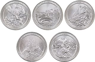 2012 D Quarter 5 Coin Set Clad Uncirculated Mint State 25c Collectible | Collectible 5-Coin Set: National Park Quarter, 2012-D, Copper-Nickel Clad, Uncirculated