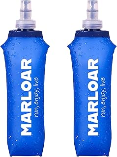 MARLOAR Running Flask 500 ml Blue – Pack of 2 Soft and Foldable Bottles – Ideal for Running, Trail and Hiking – BPA Free