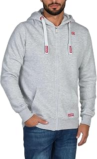 Riverso Noah Men's Hooded Jacket, Sweat Jacket, Sweatshirt, Hoodie, with Zip, Basic, Plain, Cotton, Grey, Brown, Green, Red, Blue, Black, S, M, L, XL, 2XL, 3XL, 4XL, 5XL