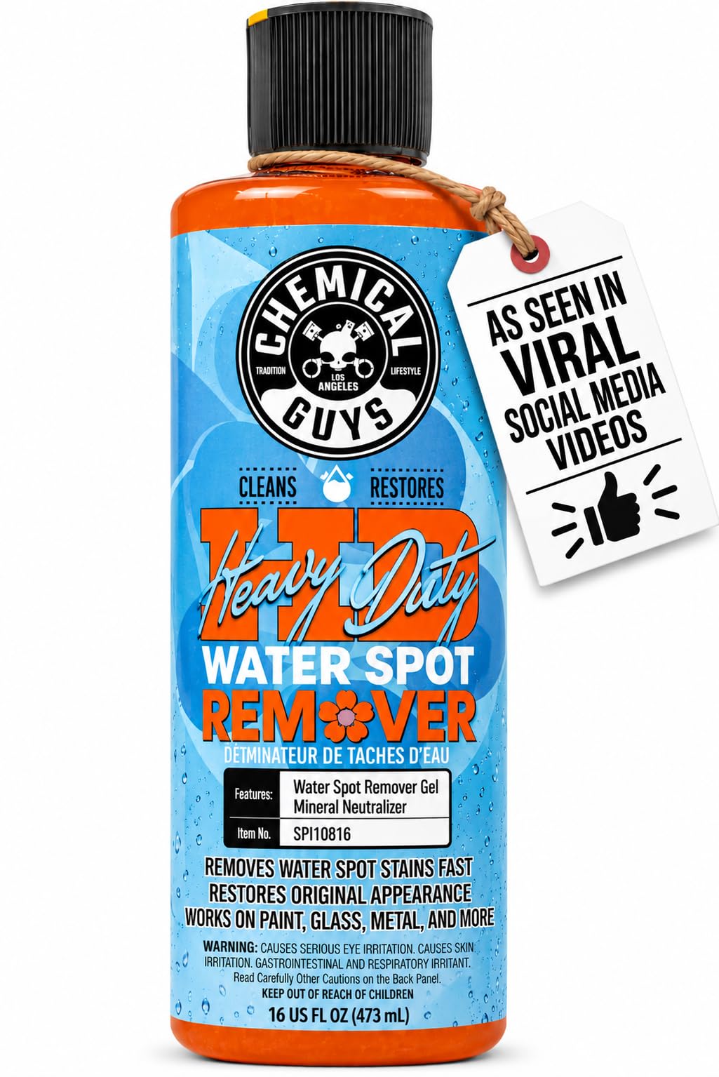 Chemical Guys, Heavy Duty Water Spot Remover Gel for Glass & Paint, 16 oz | Thic