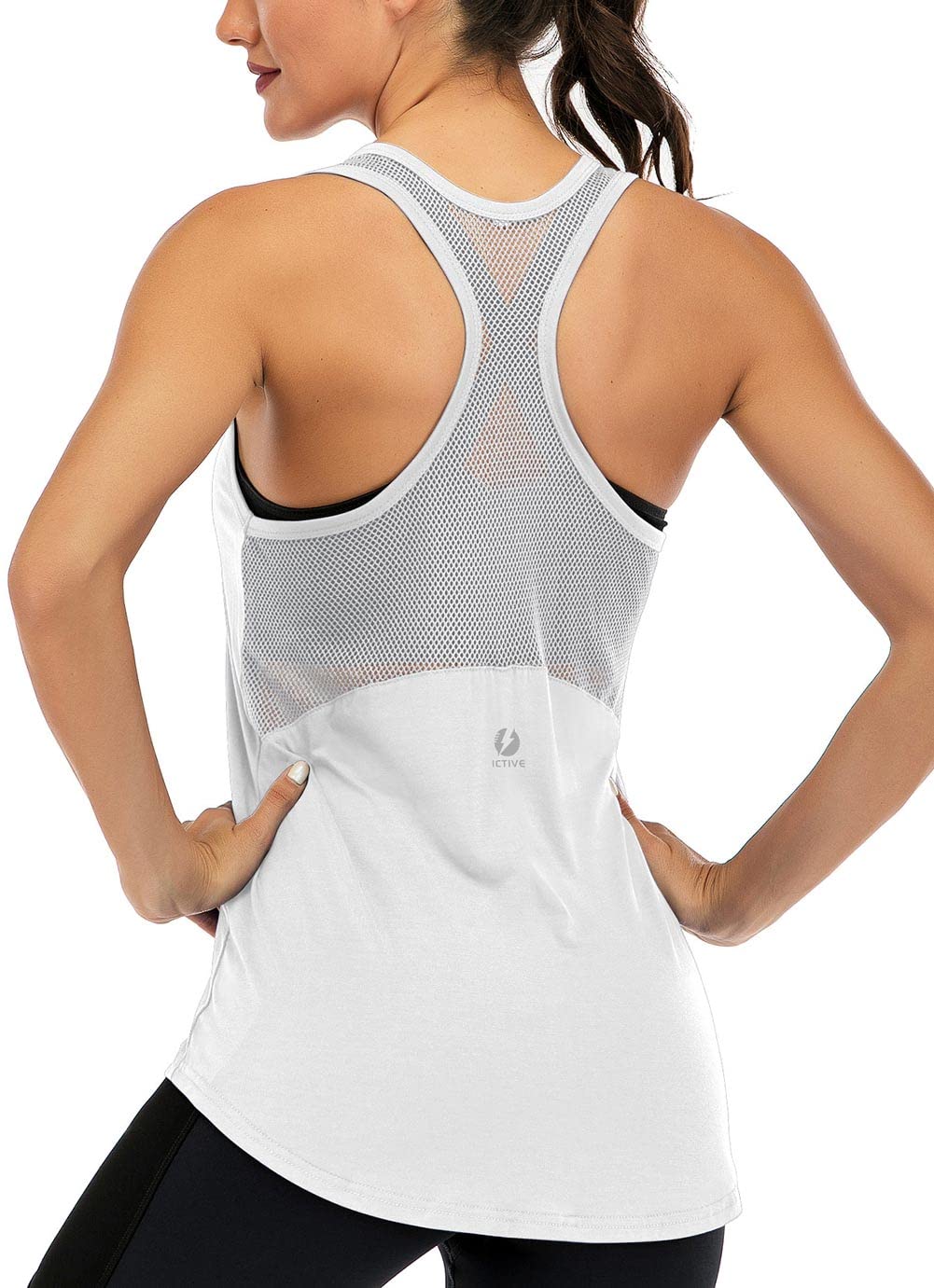 ICTIVE Women's Yoga Tank Top, Breathable and Quick Dry Sports Top with Cross Bac