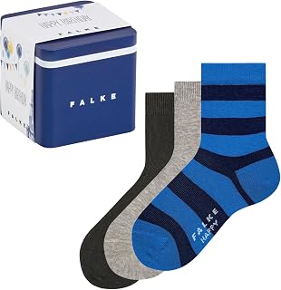 FALKE Unisex Children's Happy 3-Pack Giftbox Socks, Breathable Cotton Reinforced Children's Socks, Durable, Durable, Skin-Friendly, Non-Slip, Multipack in Gift Box, 3 Pairs