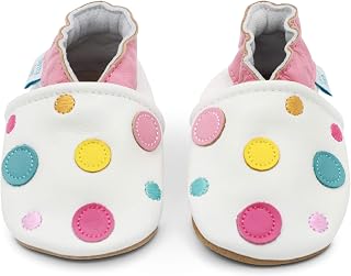 Dotty Fish Leather Crawling Shoes - Non-slip Soft Sole Barefoot Feel