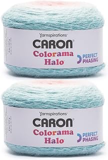 Caron Colorama Halo Cake Ombre Yarn for Crocheting, Rose Garden, 2-Pack | #5 Bulky Yarn, 71% Acrylic 18% Nylon 11% Polyester, Ombre Yarn Cake for Crochet & Knitting, 481 Yards, 227g/8oz per skein
