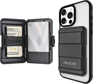 Pelican MagSafe Wallet for iPhone - Slim Magnetic Phone Wallet - Black | Heavy Duty MIL-STD Snap-On Magnetic Card Holder - Detachable Hard MagSafe Wallet for iPhone 18 Pro Max/17/16/15/14/Pixel 11
