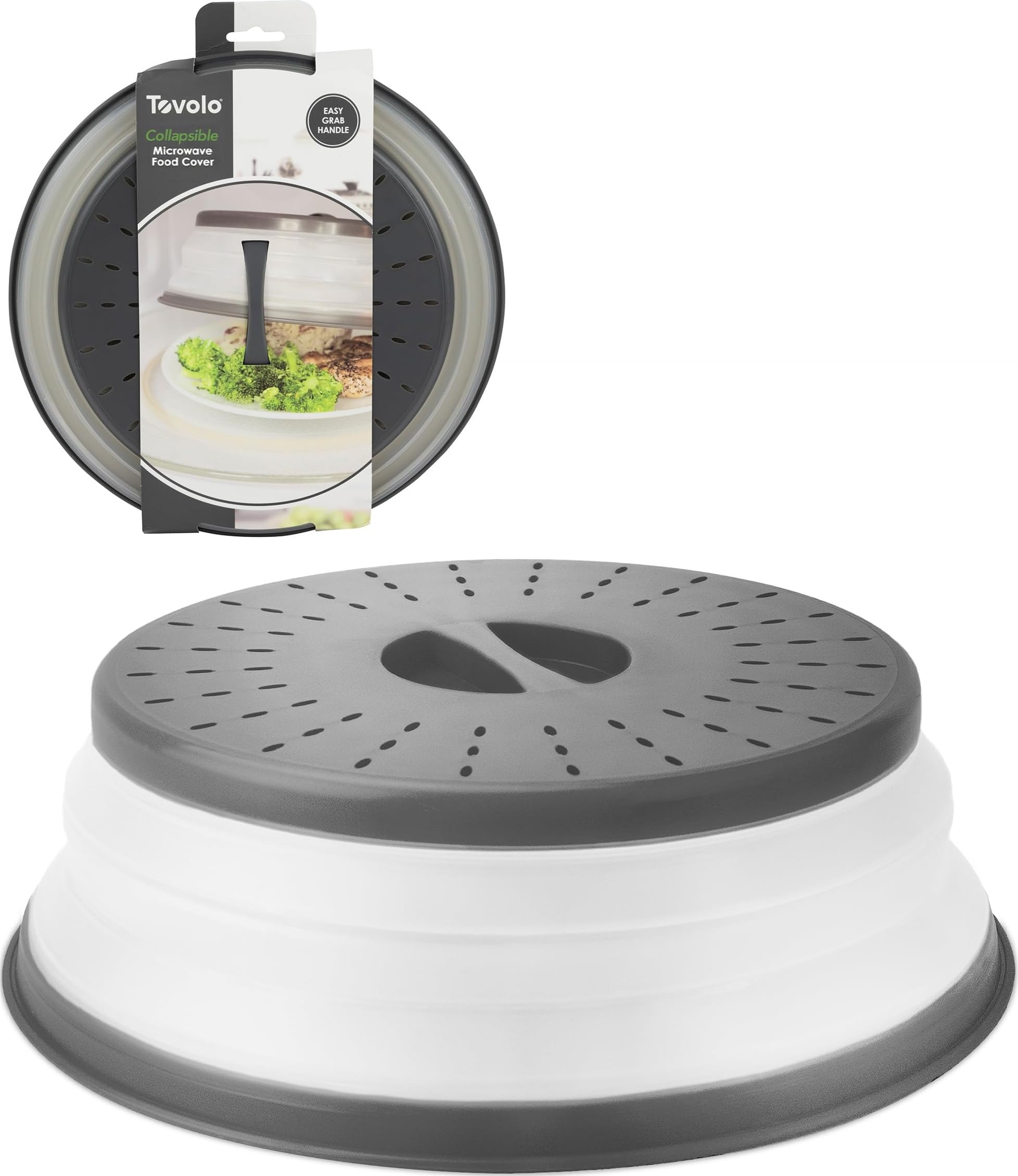 Tovolo Collapsible Microwave Splatter Cover 10.5" Medium, Charcoal | Vented for 
