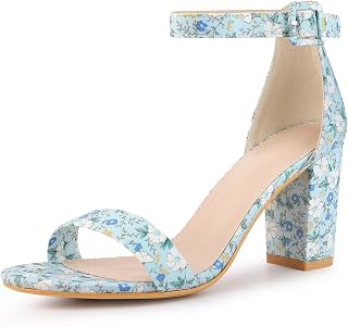 Allegra K Womens Open Toe High Block Heel Ankle Strap Buckle Sandals