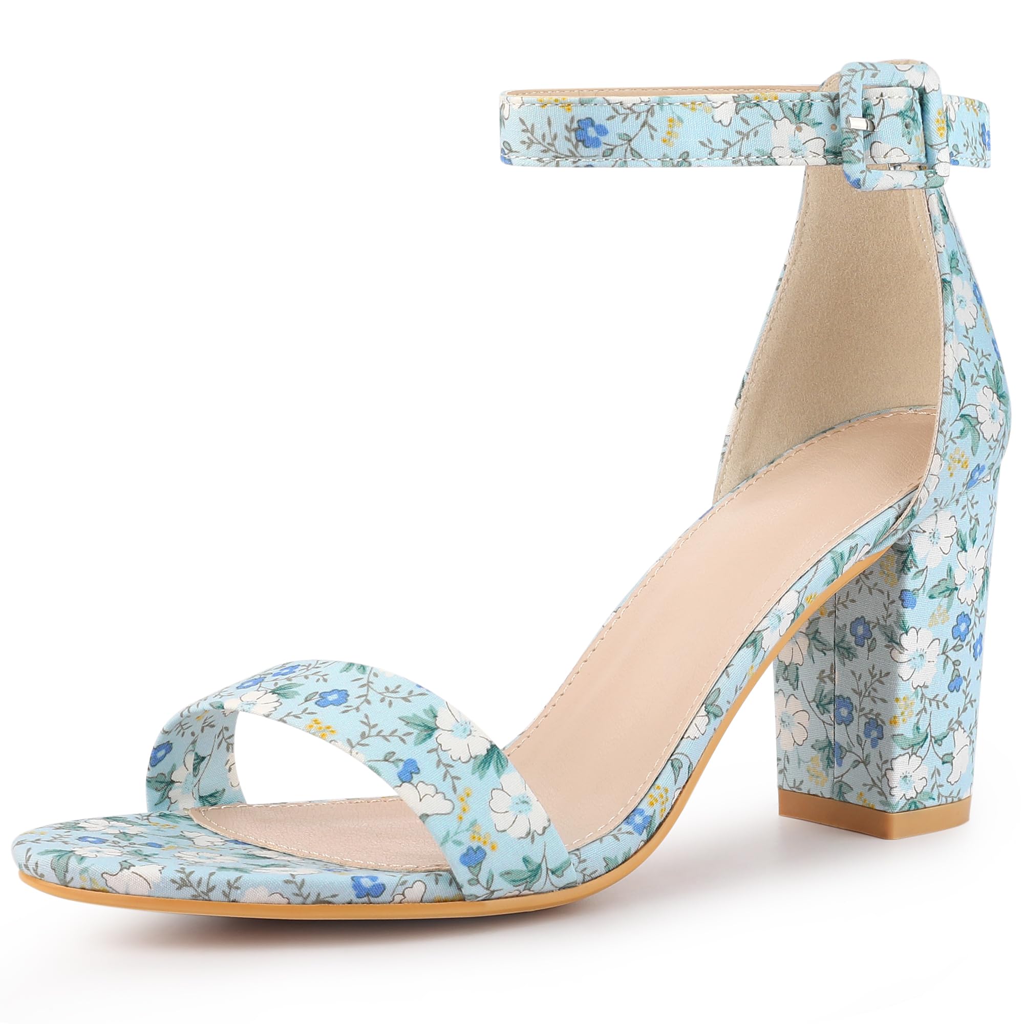 Allegra K Womens Open Toe High Block Heel Ankle Strap Buckle Sandals