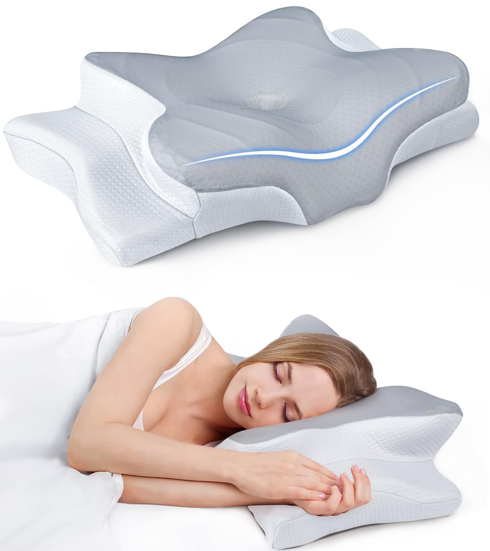 Ultra Pain Relief Cooling Pillow for Neck Support, Adjustable Cervical Pillow Co