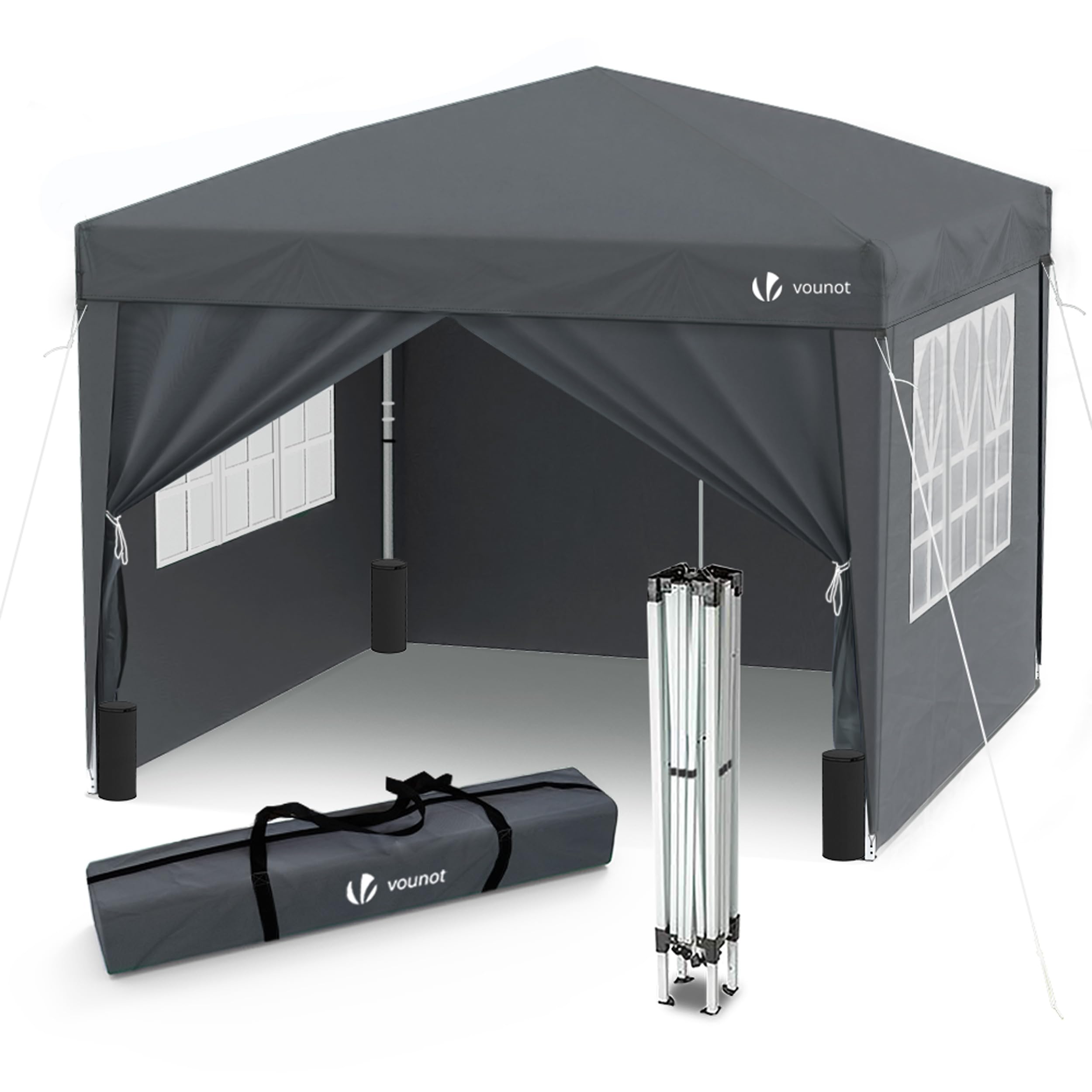 VOUNOT 3m x 3m Pop Up Gazebo with Sides & 4 Weight Bags & Carry Bag, Marquee Gar