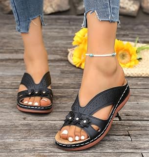 Women Low Wedge Sandals Elegant Platform Sandals Open Toe Flower Comfortable Hiking Casual Summer Shoes
