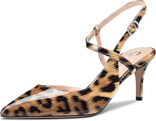 Castamere Women's Lace Toe Cap Medium Kitten Heel Ankle Strap Pumps Slingback Dress Sandals Buckle Office Shoes Shoes 6.5 cm Heels