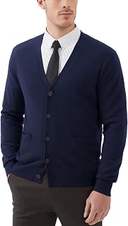 Kallspin Men's Cardigan in Blend with V-Neck and Buttons with Pockets
