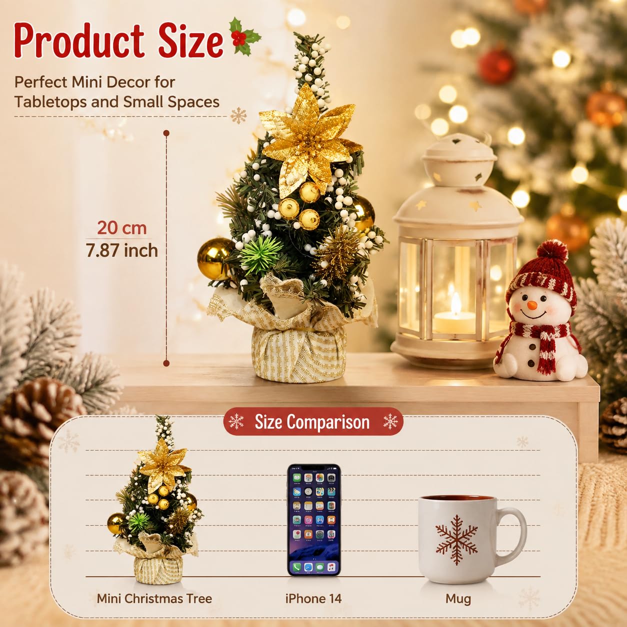 20cm Mini Christmas Tree Holiday Decoration for Home Office Window Window Decora