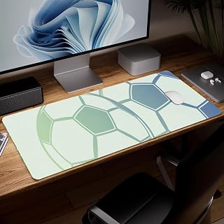Leather Soccer Desk Pad, Colorful Art Mouse Pad Large Computer Keyboard Gaming Mousepad Waterproof Desktop Protector & Cover, Decorative PU Leather Laptop Mouse Mat Home Decor 10 x 25.6 inch C166
