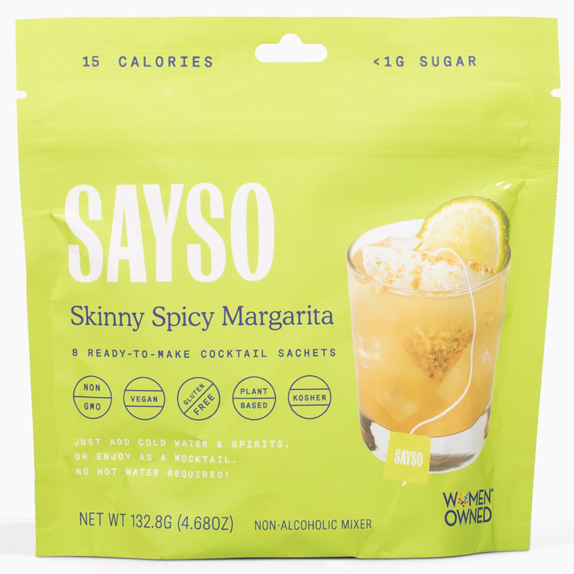 SAYSO Skinny Spicy Margarita Original Cocktail Tea Bag, 0g Sugar, 8-Pack | All-N