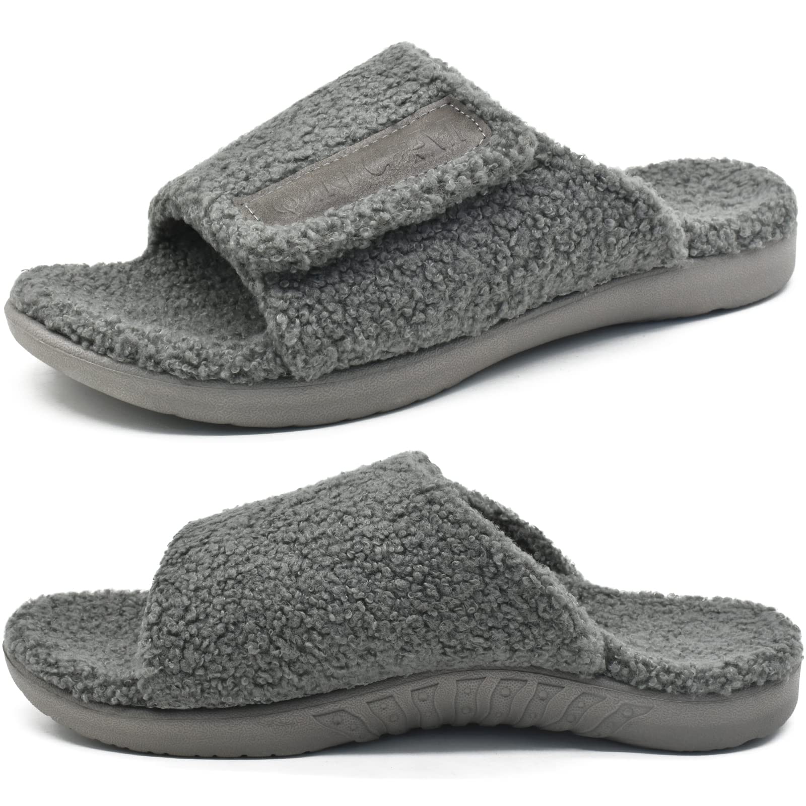 ONCAI Mens Slide Sandals Open Toe Athletic Adjustable Straps Orthotic Plantar Fa