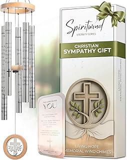 Living Hope Christian Memorial Wind Chimes for Loss of Loved One (32") | Beautifully Packaged Sympathy Wind Chimes - Sympathy Gift for Loss of Loved One with Sympathy Card and Floral Keepsake