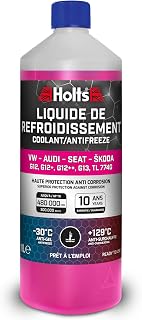 Holts HAFR0005B Antifreeze Coolant for Car VW-Audi-Seat-Skoda G12, G12+, G12++, G13, G12 EVO 10-year 300k mile long life protection to -30°C, Pink, 1 Litre