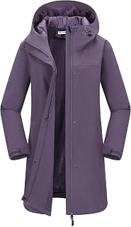 33,000ft Manteau de pluie long imperméable pour femme avec maille filet respirante avec capuche