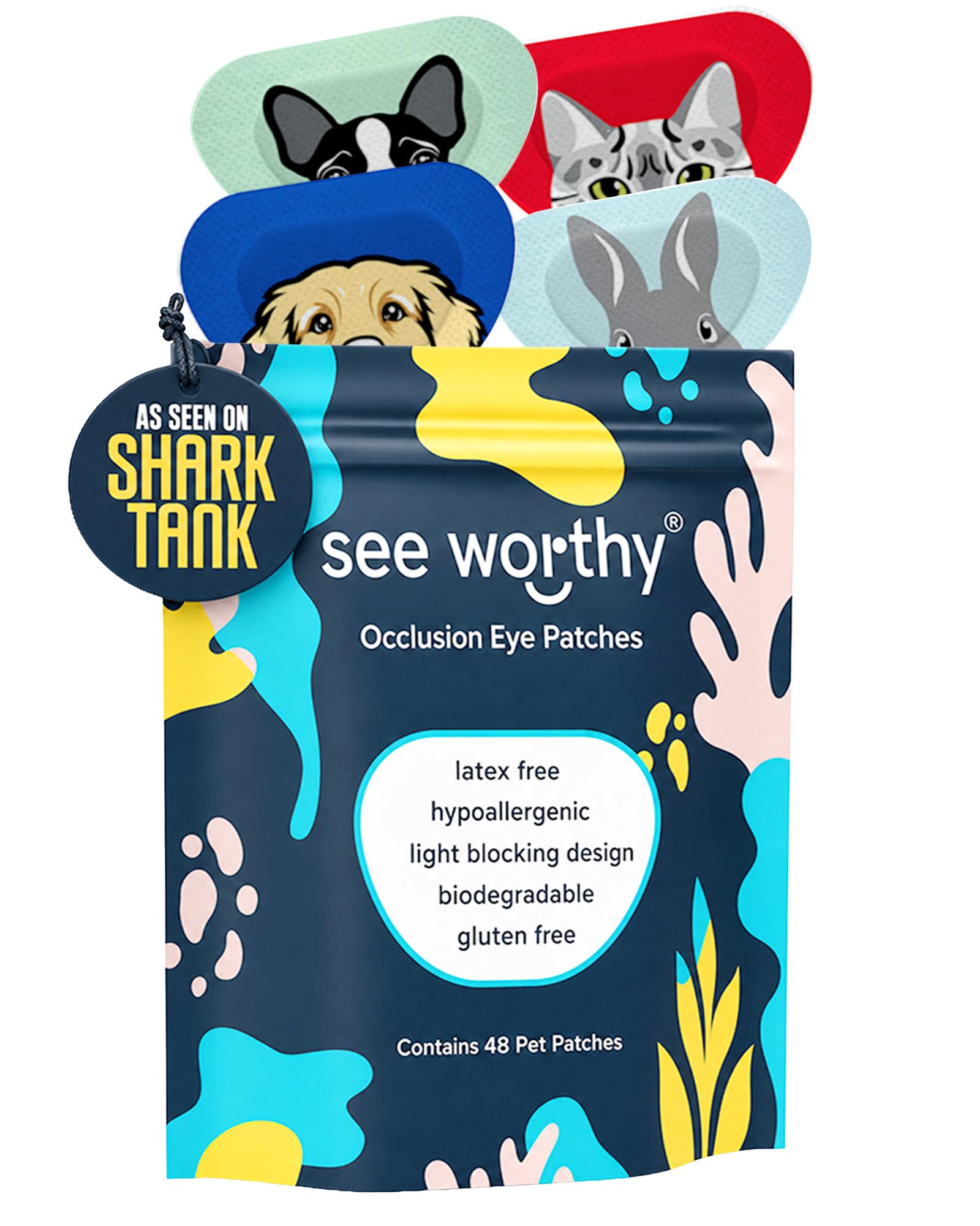 Eye Patches for Kids - 48 Adhesive Breathable Patches for Adults - Pets | See Wo