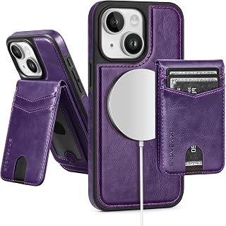 SkyEagle for iPhone 15 Wallet Case with Card Holder,Wine Red
