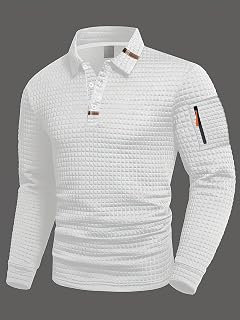 Men's long sleeve polo shirt with zipper pocket, casual button down golf top and stylish for daily wear