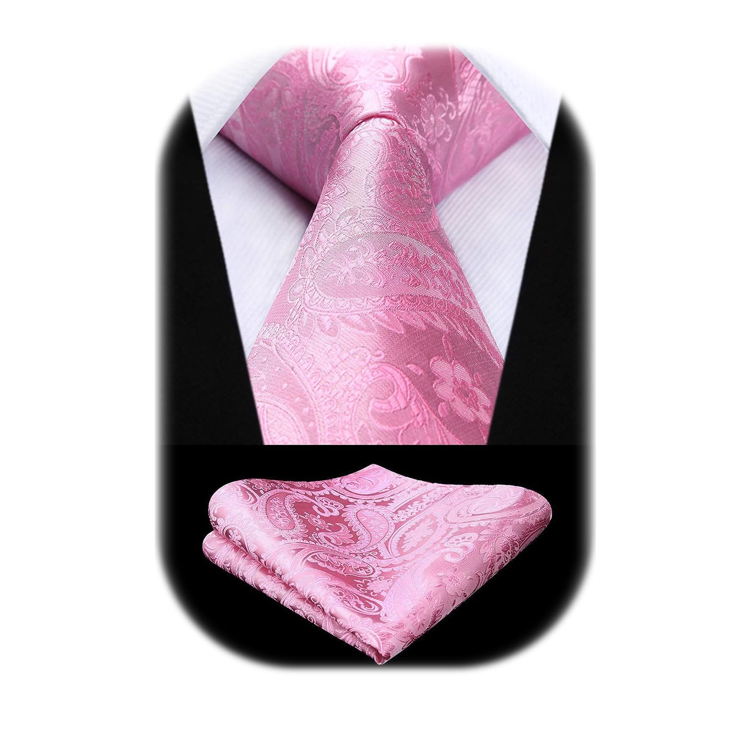 HISDERN Paisley Floral Men's Ties Modern Necktie and Pocket Square Matching Clas