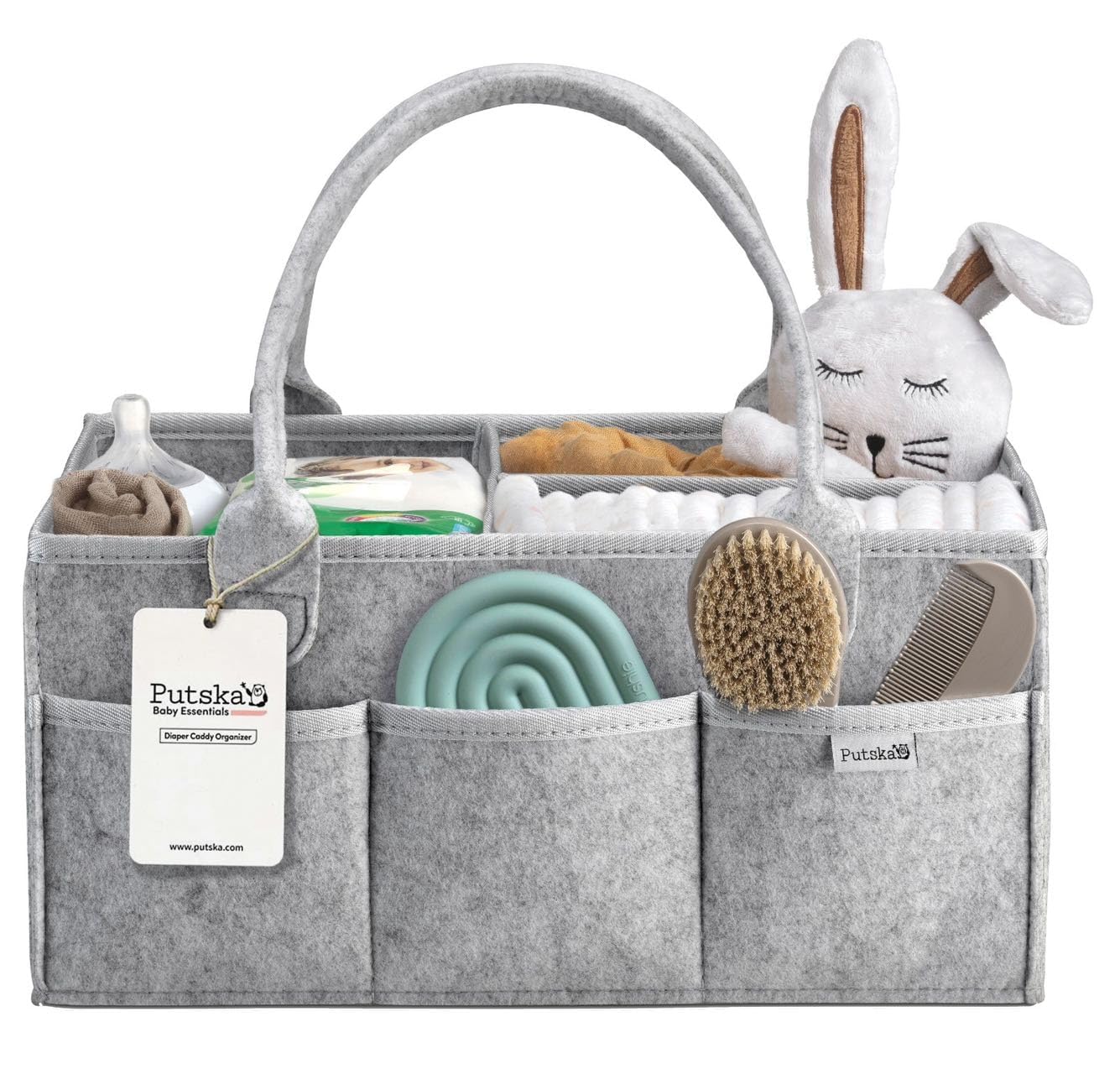 PUTSKA Nursery Storage Basket - Baby Nappy Caddy Organizer for Nappy Station, Ne
