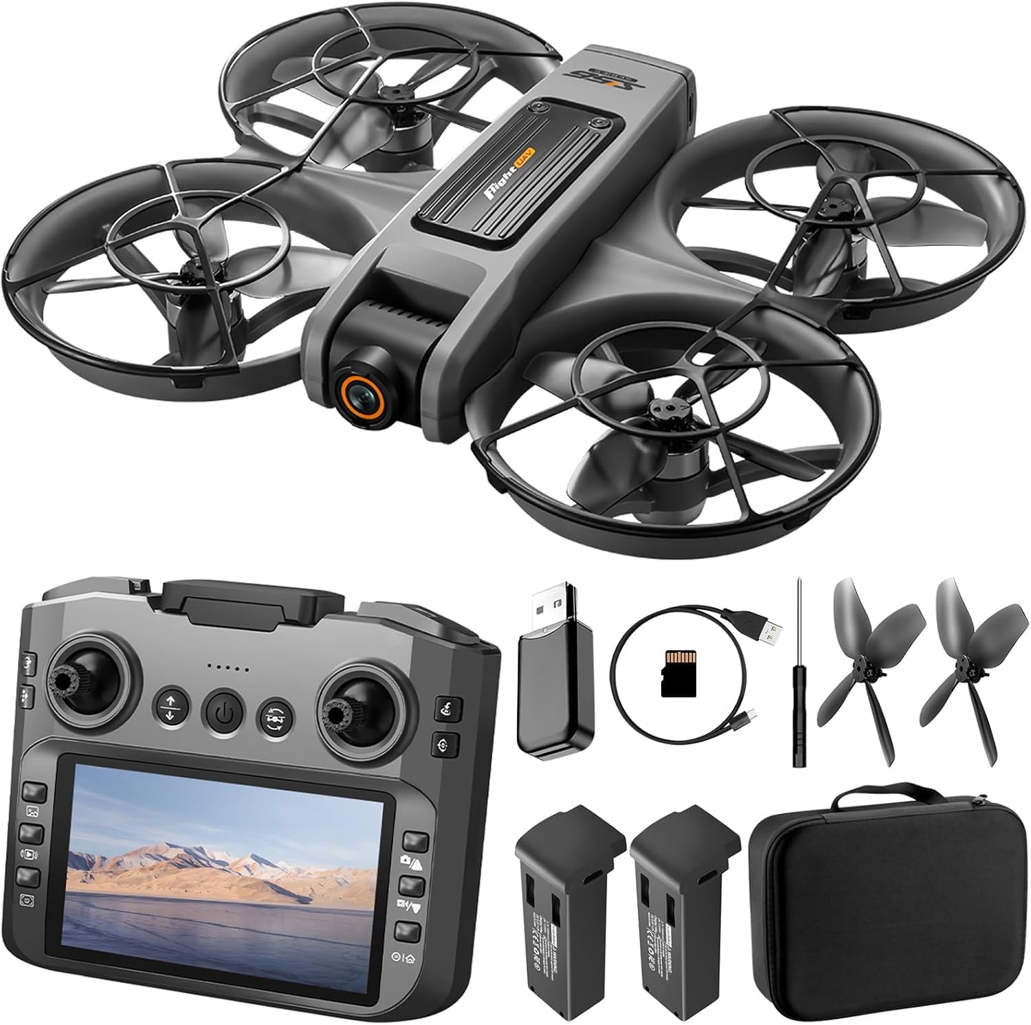 Drone with UHD Camera, Drone with Screen on Controller for Beginners, Remote Con