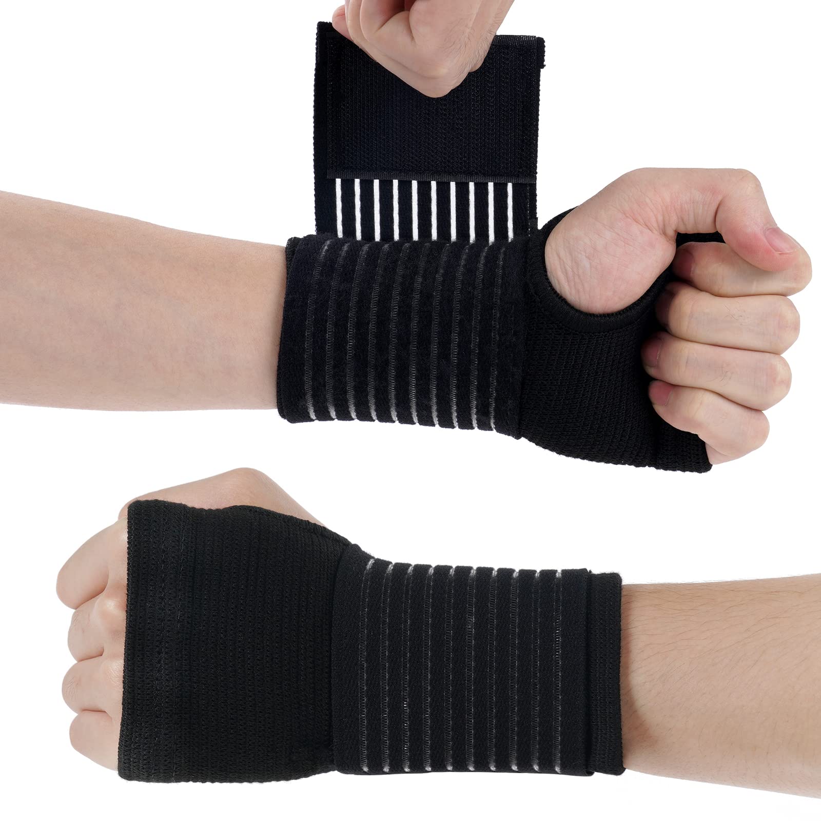 ACWOO Wrist Brace, 2 Pack Elastic Wrist Support with Strap, Wrist Compression Wr