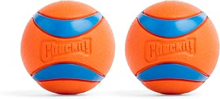 Chuckit! Ultra Rubber Dog Ball, Floating Fetch Toy, Medium 2.5-in, 2-Pack | Durable rubber dog toy, extra-thick core for high-bounce fetch; floats; Perfect for pool or yard play; includes 2 balls