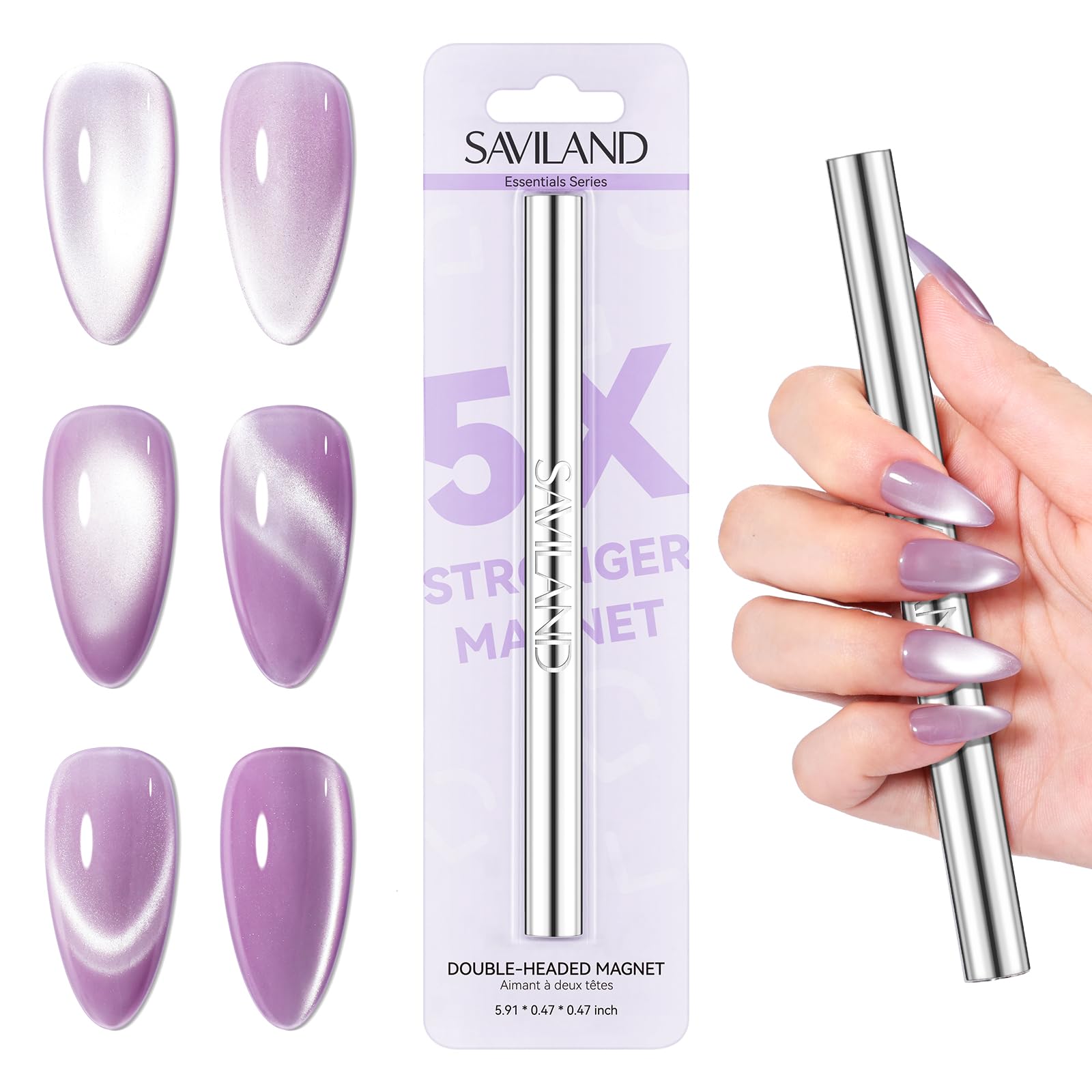 SAVILAND 5X Strong Cat Eye Magnet Dual-Ended Nail Magnet Stick | Neodymium Cat E
