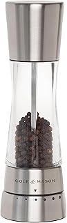Cole & Mason Derwent Grinder, 7.5" Pepper Mill, Stainless Steel | With 6 Precise Grinding Levels for Fine or Coarse Granules, Easy-to-Refill, Gourmet Precision Pepper Grinder for Fresh Spices