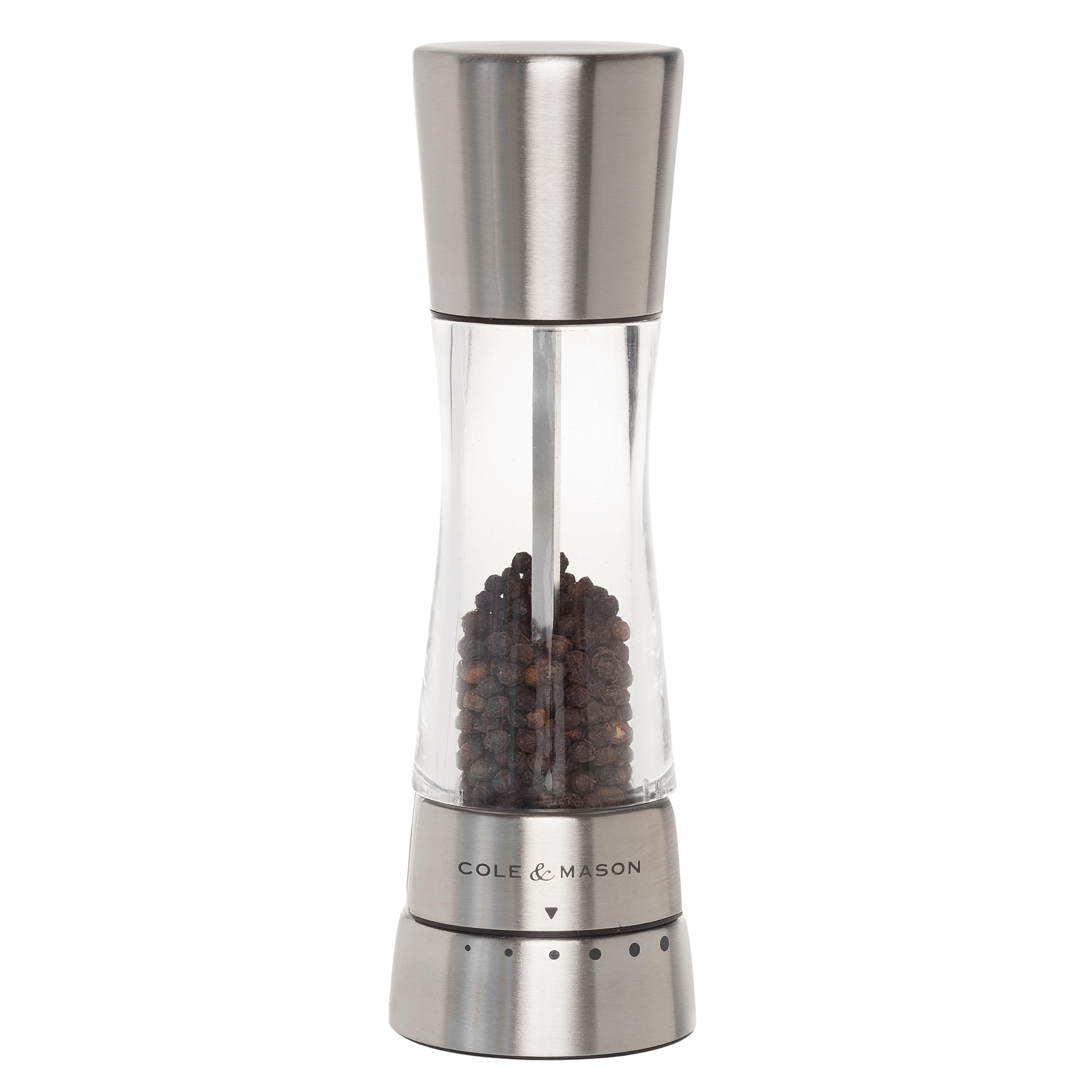 Cole & Mason Derwent Grinder, 7.5" Pepper Mill, Stainless Steel | With 6 Precise