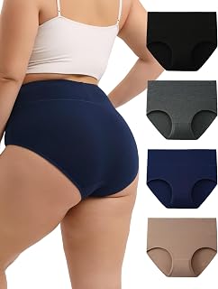 INNERSY Women's Cotton Briefs Plus Sizes (44-62) Pack of 4