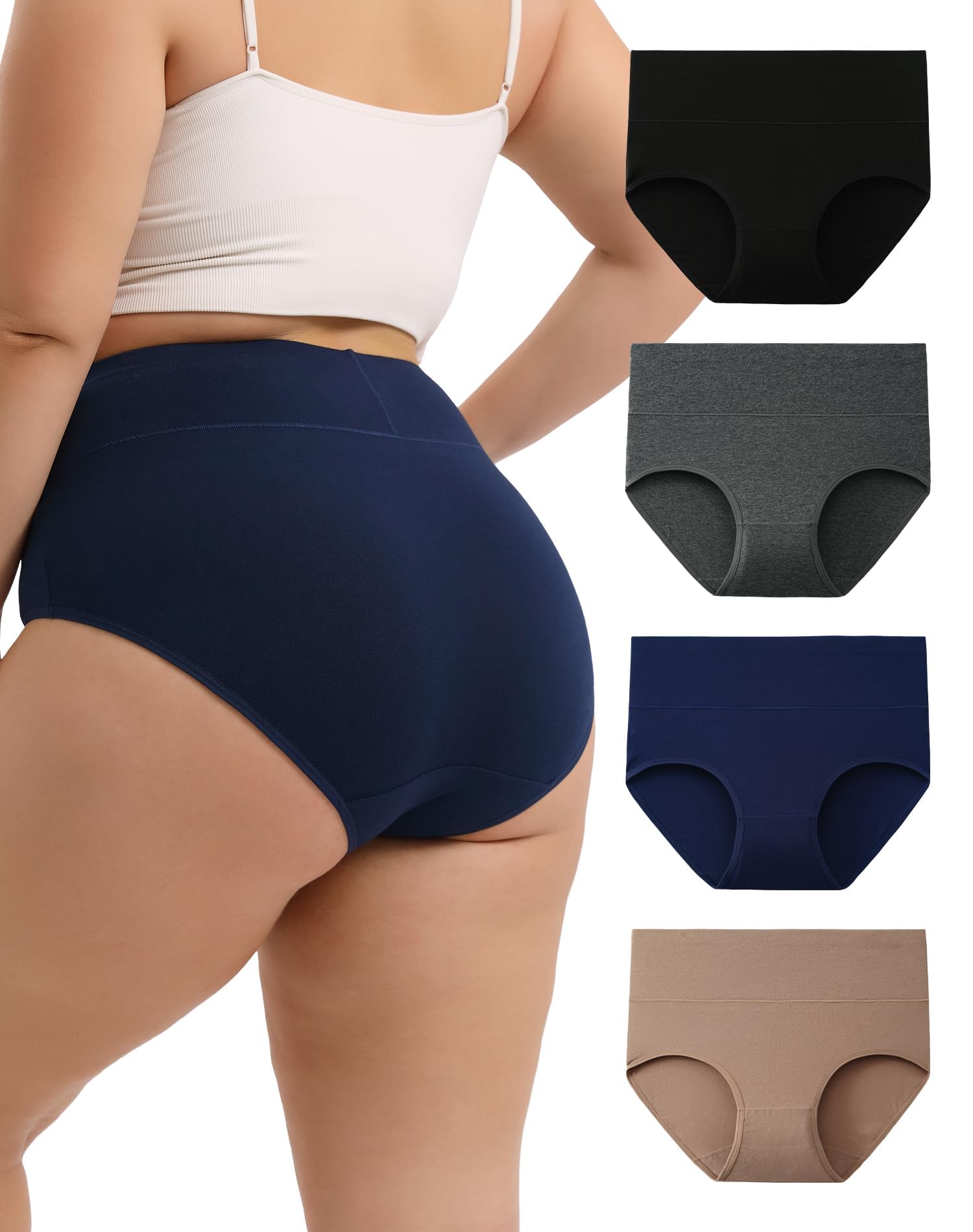 INNERSY Women's Cotton Briefs Plus Sizes (44-62) Pack of 4