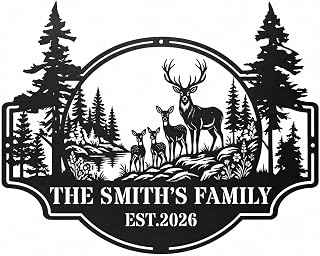 Personalized Deer Forest Metal Sign, Custom Hunting Cabin Wall Decor