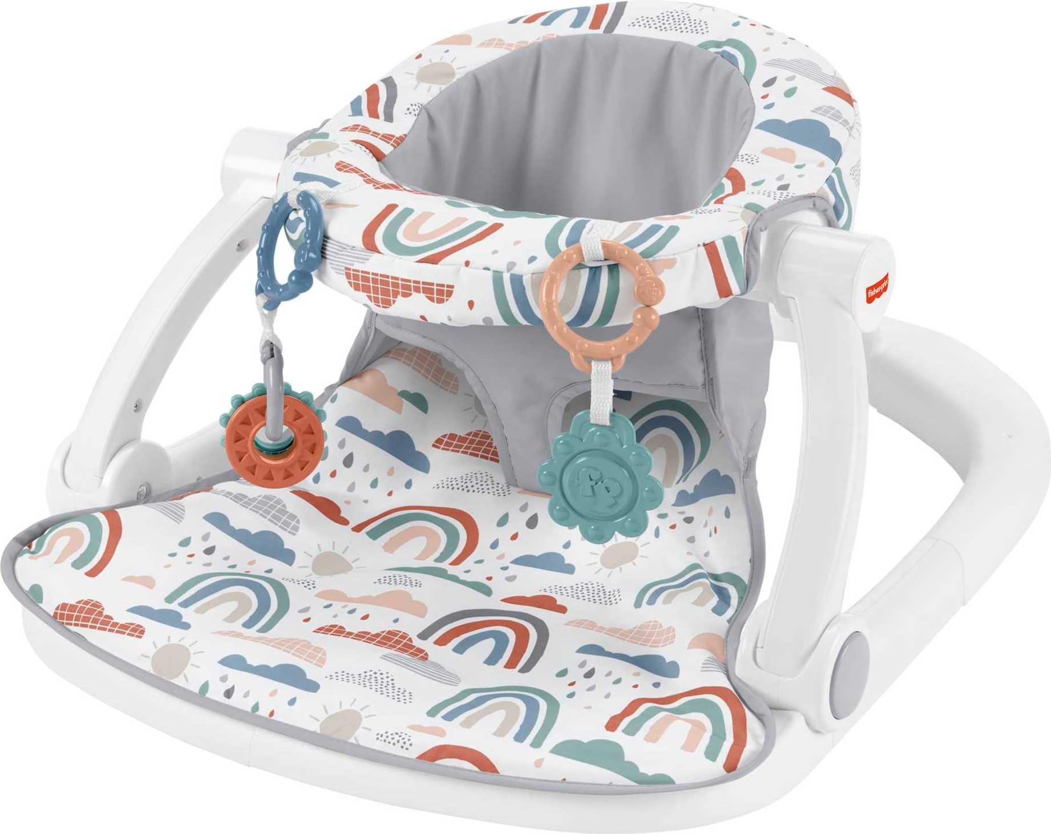 Fisher-PriceSit-Me-Up Floor Seat, Rainbow Showers | Portable Baby Chair, Clacker