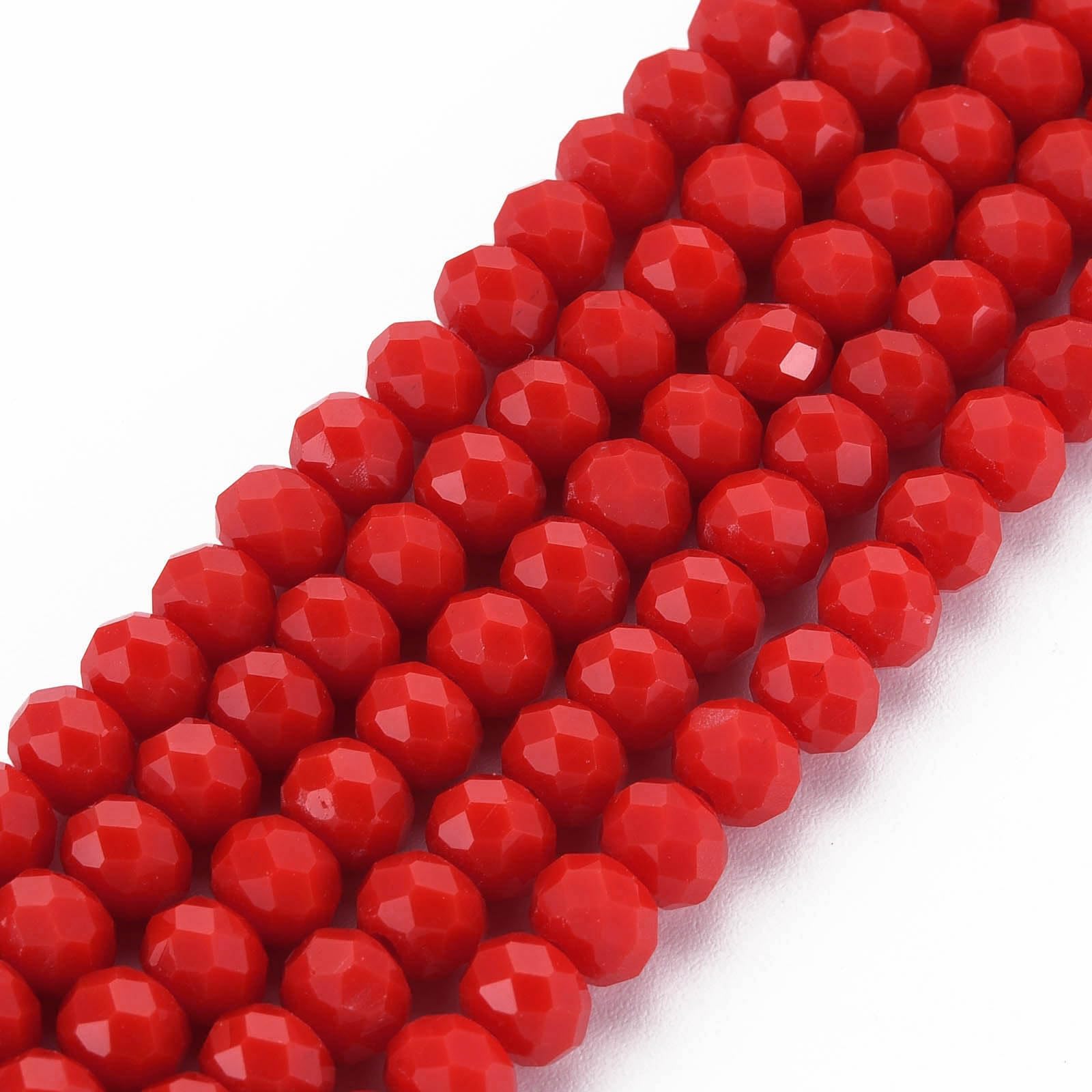 About 1100~1150pcs Faceted Crystal Rondelle Beads 4x3mm Red Opaque Solid Color I